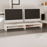 Monitor Stand White 100x24x13 cm Solid Wood Pine - Side View