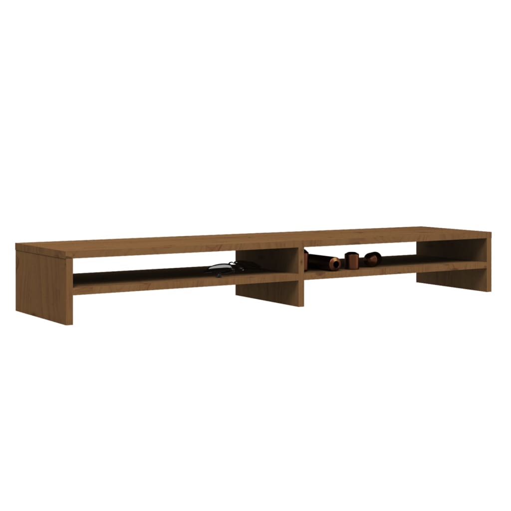 Monitor Stand Honey Brown 100x24x13 cm Solid Wood Pine