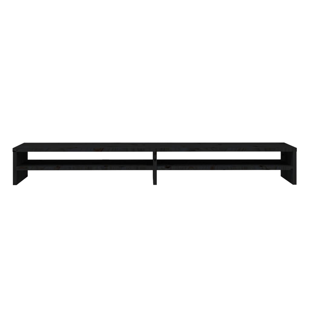 Monitor Stand Black 100x24x13 cm Solid Wood Pine