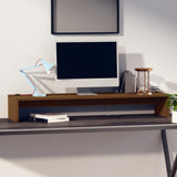Monitor Stand Honey Brown 100x27x15 cm Solid Wood Pine - Side View