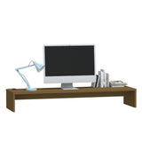 Monitor Stand Honey Brown 100x27x15 cm Solid Wood Pine - Top-Down View