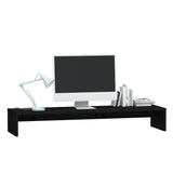 Monitor Stand Black 100x27x15 cm Solid Wood Pine - Top-Down View