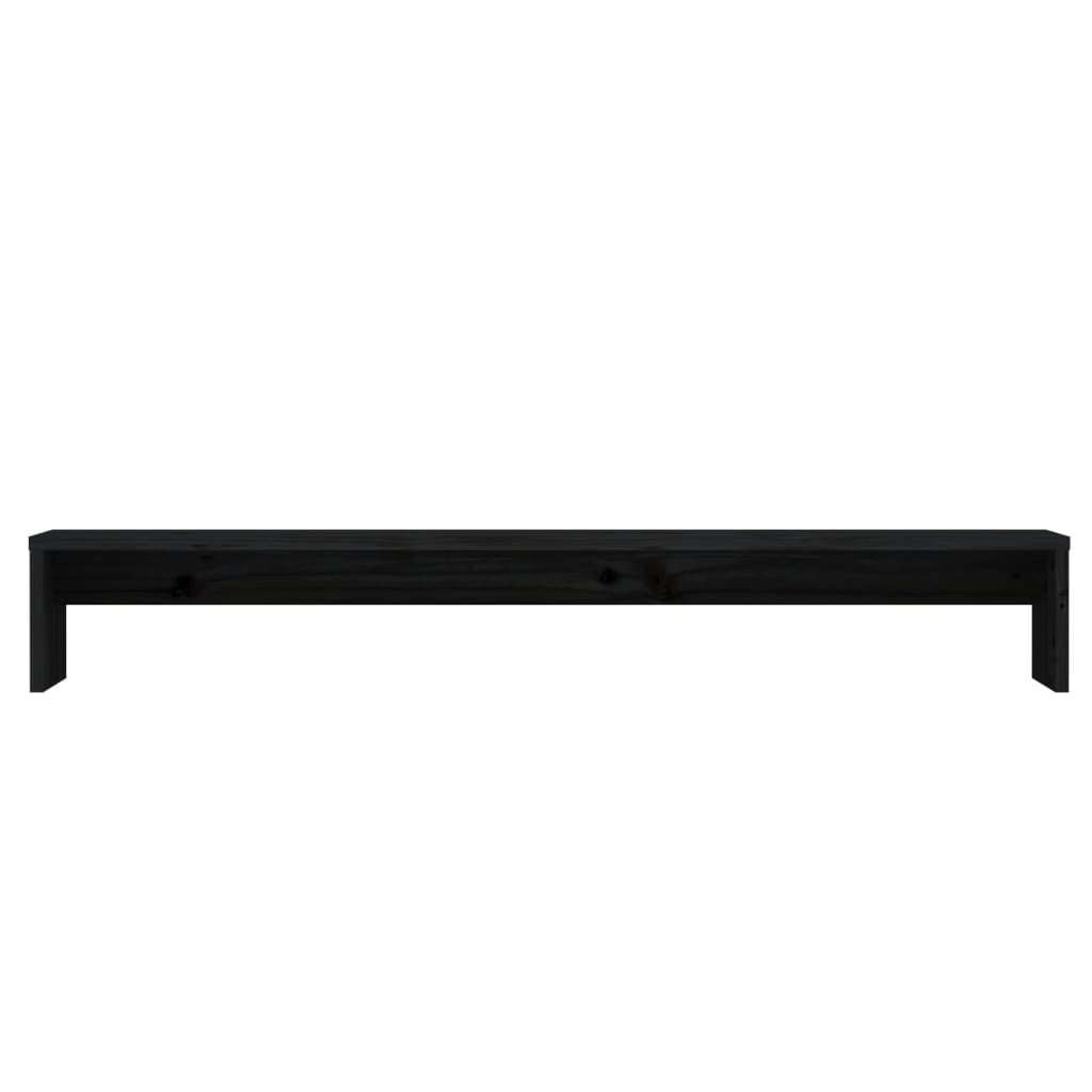 Monitor Stand Black 100x27x15 cm Solid Wood Pine
