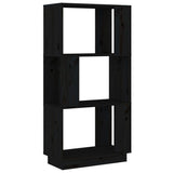 Book Cabinet/Room Divider Black 51x25x101 cm Solid Wood Pine - Front View