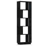 Book Cabinet/Room Divider Black 51x25x163.5 cm Solid Wood Pine - Front View