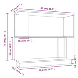Book Cabinet/Room Divider 80x25x70 cm Solid Wood Pine - Low Angle