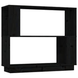 Book Cabinet/Room Divider Black 80x25x70 cm Solid Wood Pine - Front View