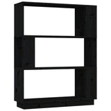 Book Cabinet/Room Divider Black 80x25x101 cm Solid Wood Pine - Front View
