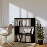 Book Cabinet/Room Divider Black 80x25x101 cm Solid Wood Pine - Side View
