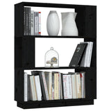 Book Cabinet/Room Divider Black 80x25x101 cm Solid Wood Pine - Top-Down View