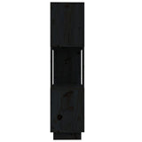 Book Cabinet/Room Divider Black 80x25x101 cm Solid Wood Pine - Rear View