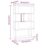 Book Cabinet/Room Divider White 80x25x132 cm Solid Wood Pine - Low Angle