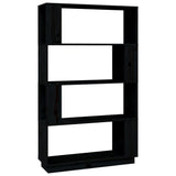 Book Cabinet/Room Divider Black 80x25x132 cm Solid Wood Pine