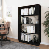 Book Cabinet/Room Divider Black 80x25x132 cm Solid Wood Pine - Side View