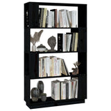 Book Cabinet/Room Divider Black 80x25x132 cm Solid Wood Pine - Top-Down View