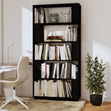 Book Cabinet/Room Divider Black 80x25x163.5 cm Solid Wood Pine - Rear View