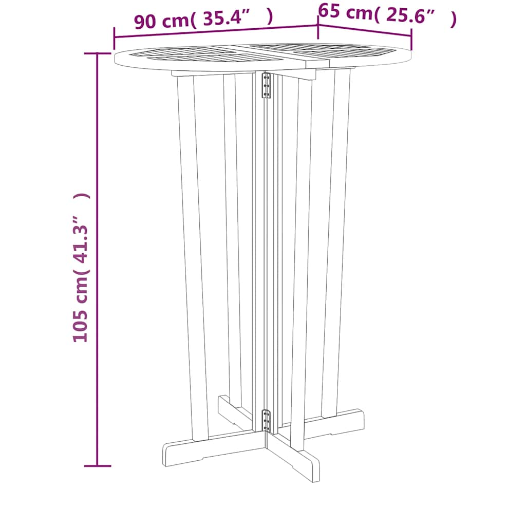 Folding Bar Table 90x65x105 cm Solid Wood Teak