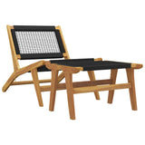 Garden Chair with Footrest Solid Wood Teak and Polyester - Front View
