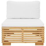 Garden Middle Sofa with Cream Cushions Solid Wood Teak