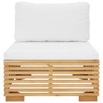Garden Middle Sofa with Cream Cushions Solid Wood Teak