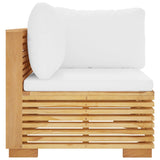 Garden Corner Sofa with Cream Cushions Solid Wood Teak - Side View