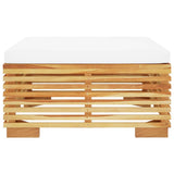 Garden Footrest with Cream Cushion Solid Wood Teak - Top-Down View