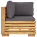 Garden Corner Sofa with Dark Grey Cushions Solid Wood Teak