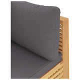 Garden Corner Sofa with Dark Grey Cushions Solid Wood Teak - 45-Degree Angle
