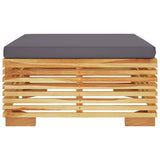 Garden Footrest with Dark Grey Cushion Solid Wood Teak - Side View