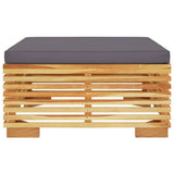 Garden Footrest with Dark Grey Cushion Solid Wood Teak