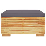 Garden Footrest with Dark Grey Cushion Solid Wood Teak - Top-Down View