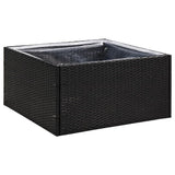 Garden Planter Black 80x80x40 cm Poly Rattan - Front View