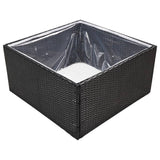 Garden Planter Black 80x80x40 cm Poly Rattan - Side View