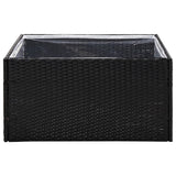 Garden Planter Black 80x80x40 cm Poly Rattan - Top-Down View