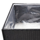 Garden Planter Black 80x80x40 cm Poly Rattan - 45-Degree Angle