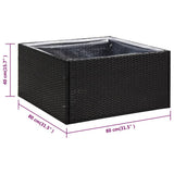 Garden Planter Black 80x80x40 cm Poly Rattan - Rear View
