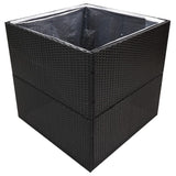 Garden Planter Black 80x80x80 cm Poly Rattan - Side View