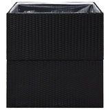Garden Planter Black 80x80x80 cm Poly Rattan - Top-Down View