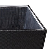 Garden Planter Black 80x80x80 cm Poly Rattan - 45-Degree Angle