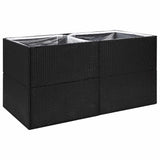 Garden Planter Black 157x80x80 cm Poly Rattan - Front View
