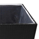 Garden Planter Black 157x80x80 cm Poly Rattan - Rear View