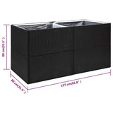 Garden Planter Black 157x80x80 cm Poly Rattan - Close-Up Angle