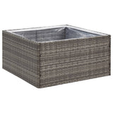 Garden Planter Grey 80x80x40 cm Poly Rattan - Front View