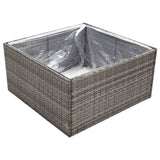 Garden Planter Grey 80x80x40 cm Poly Rattan - Side View