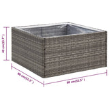 Garden Planter Grey 80x80x40 cm Poly Rattan - Rear View