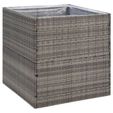 Garden Planter Grey 80x80x80 cm Poly Rattan - Front View