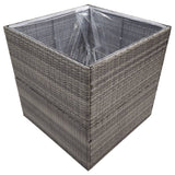 Garden Planter Grey 80x80x80 cm Poly Rattan - Side View