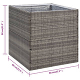 Garden Planter Grey 80x80x80 cm Poly Rattan - Rear View