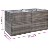 Garden Planter Grey 157x80x80 cm Poly Rattan - Close-Up Angle