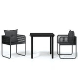 3 Piece Garden Dining Set Black - Front View